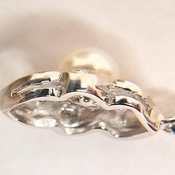 925 Sterling Freshwater Pearl Vintage Filigree Metal Work Pendant NWT - Picture 5 of 10